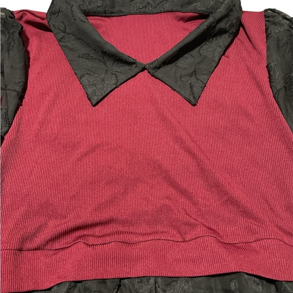 SHEIN Curve Maroon/Black Top - Picture 1 of 6
